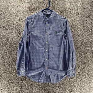 Ralph Lauren Shirt Youth Large Blue White‎ Check Cotton Casual Preppy Pony Logo